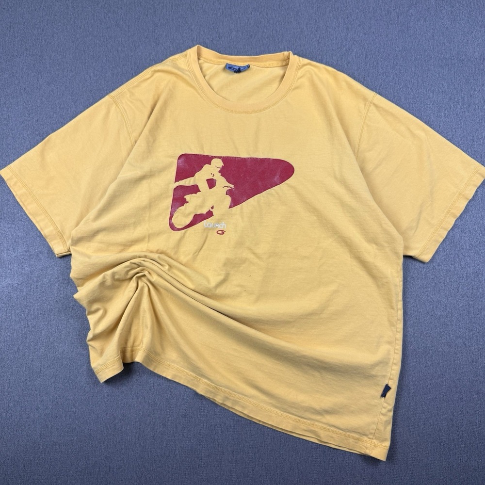 VTG Y2K Bluenotes Moto Shirt Mens XL Yellow Red Launch Dirtbike Graphic T-Shirt